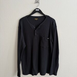Seager Black Long Sleeve Henley Shirt